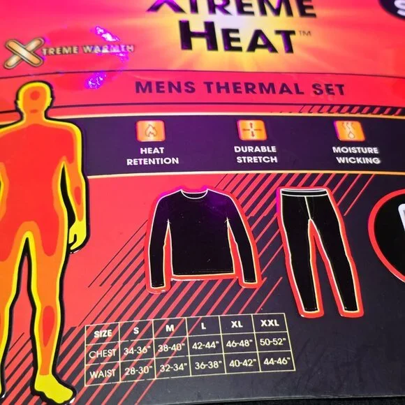 Xtreme Heat Mens Thermal Underwear Set Insulated Shirt & Long Johns, Black Small - Picture 3 of 4